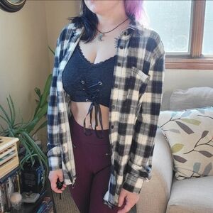 Birch and Stone Grey and White #Plaid Button Up Size Small